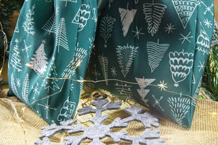 Woreczek poliestrowy 20x35cm Choinki białe