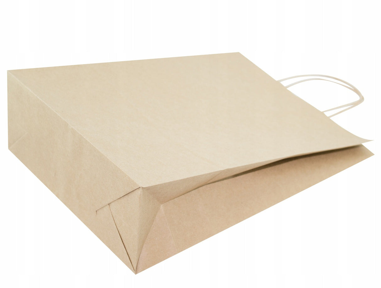 Torba papierowa z uchwytem skręcanym 240x100x320mm Brązowa