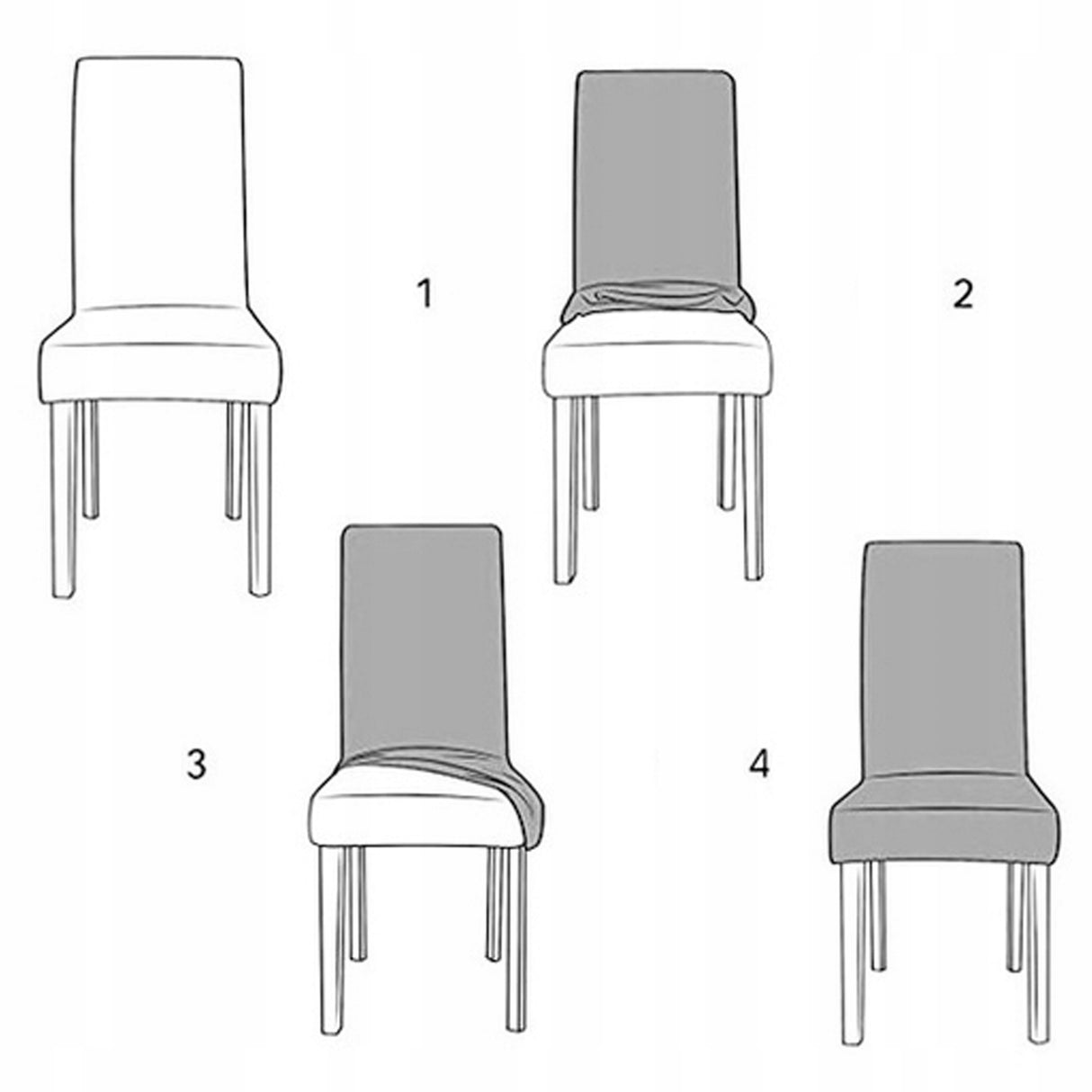Pokrowiec na krzesło z gumką szary 6szt.