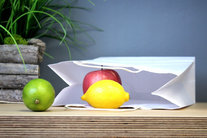 Torba papierowa z uchwytem skręcanym 330x160x380mm Biała
