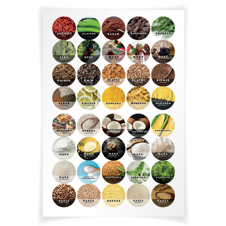 Naklejki na przyprawy KOLOROWE 160szt.
