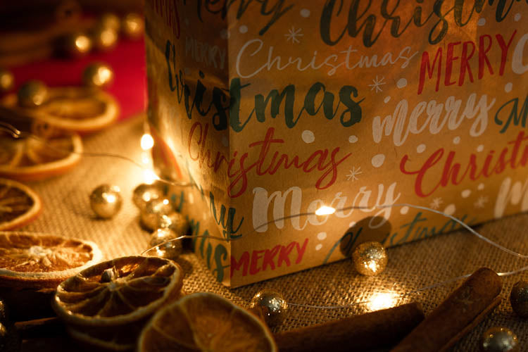 Torba papierowa świąteczna 180x80x220mm Merry Christmas