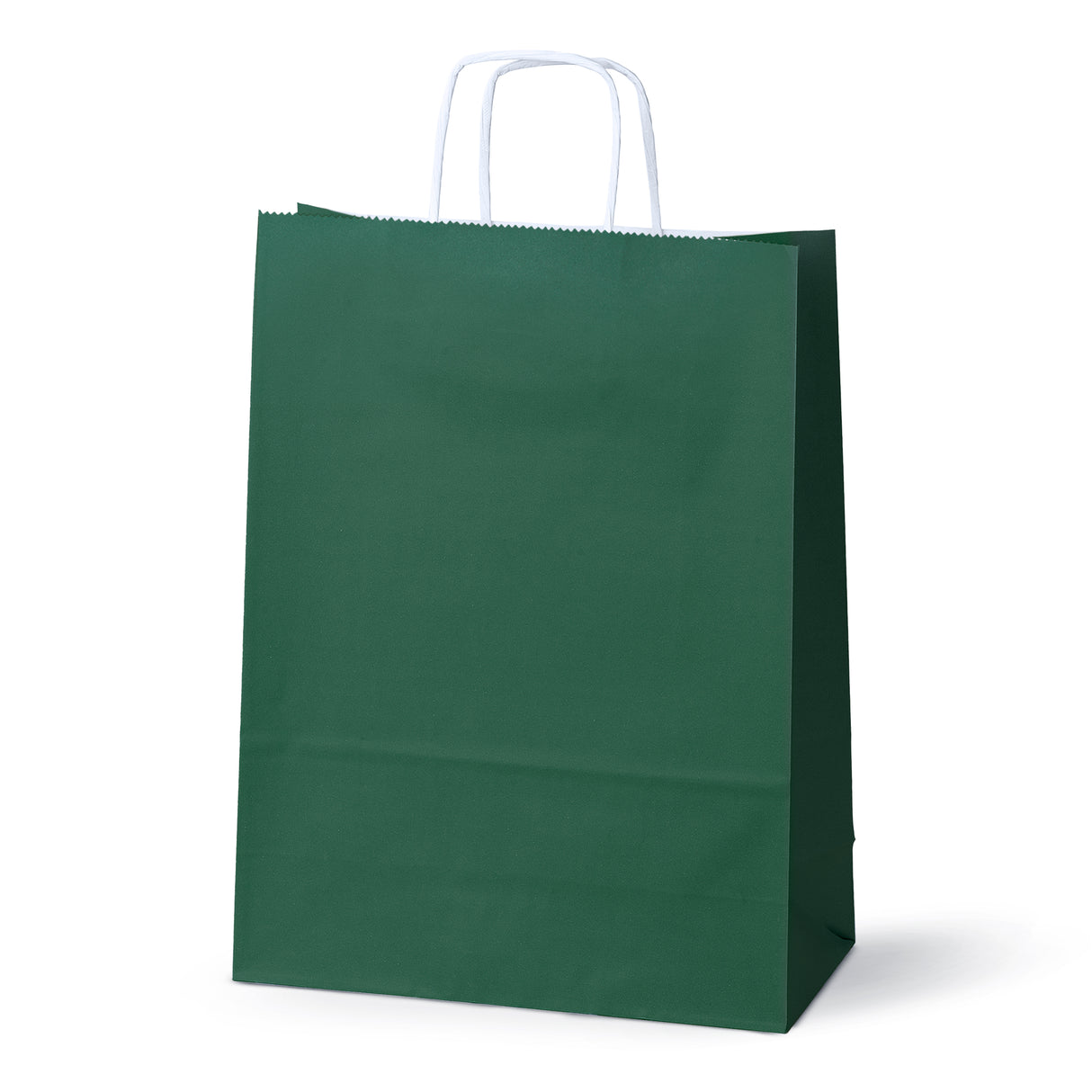 Torba Papierowa z Uchwytem Skręcanym 240x100x320mm Ciemnozielona Biały