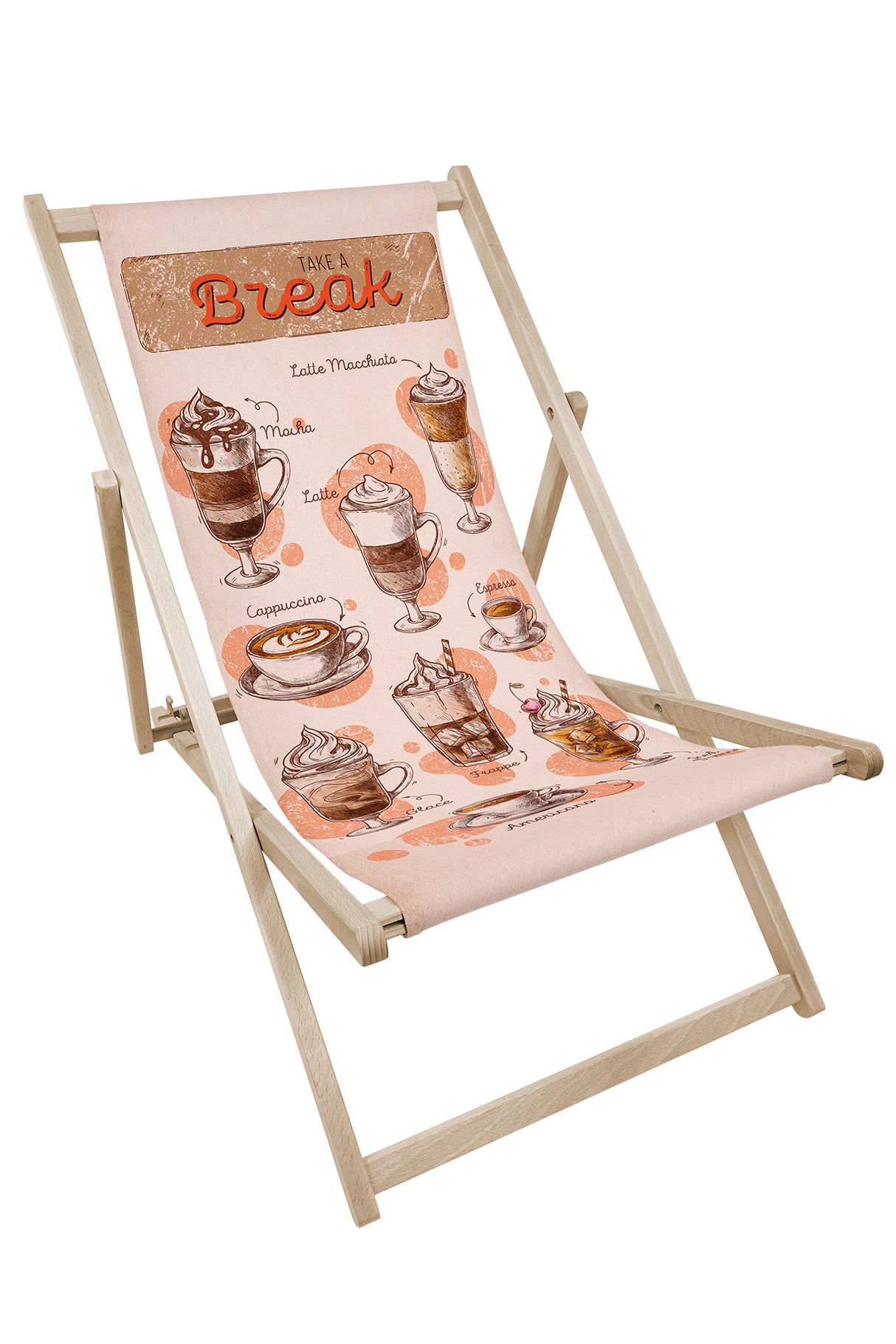Leżak drewniany z nadrukiem COFFEE BREAK