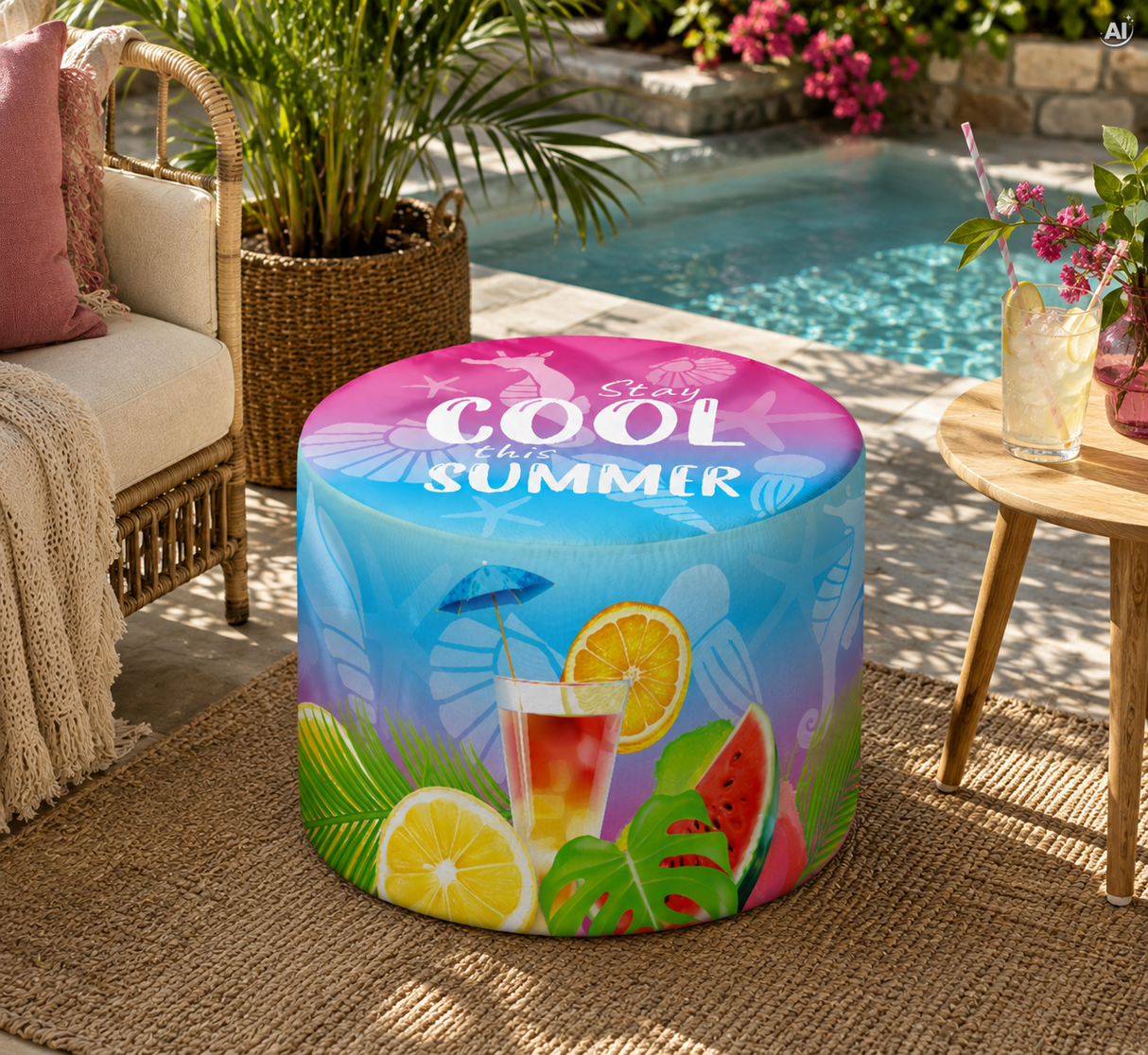 Pufa Okrągła Podnóżek Stay Cool This Summer