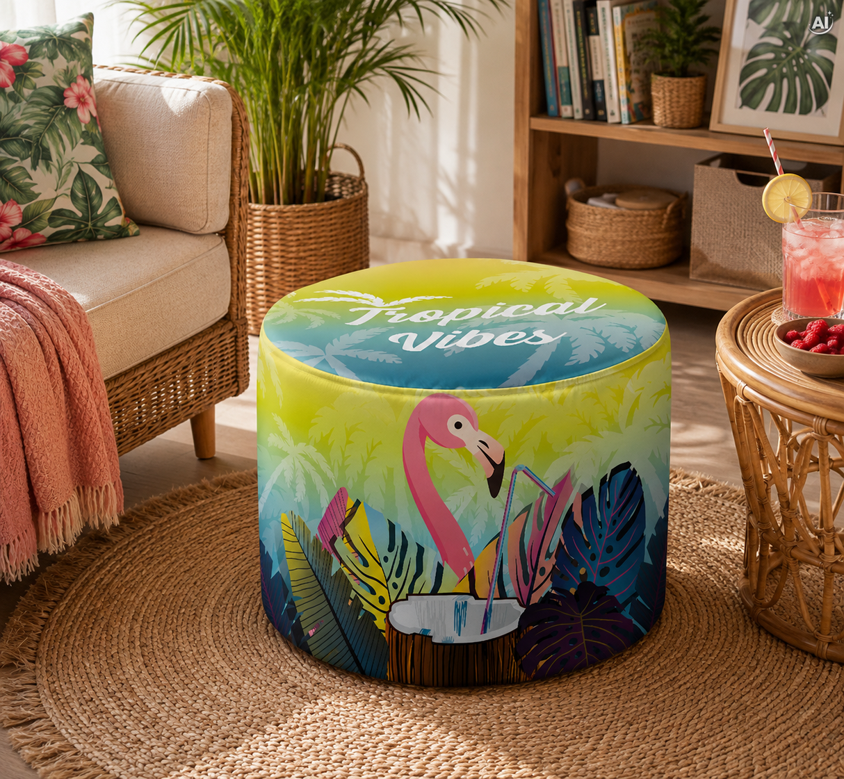 Pufa Okrągła Podnóżek Tropical Vibes