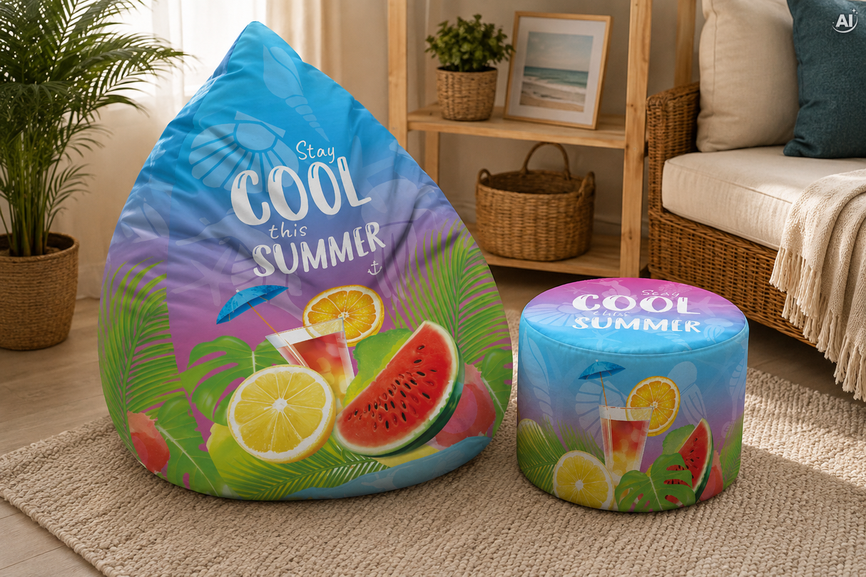 ZESTAW Pufa + Podnóżek Stay Cool This Summer