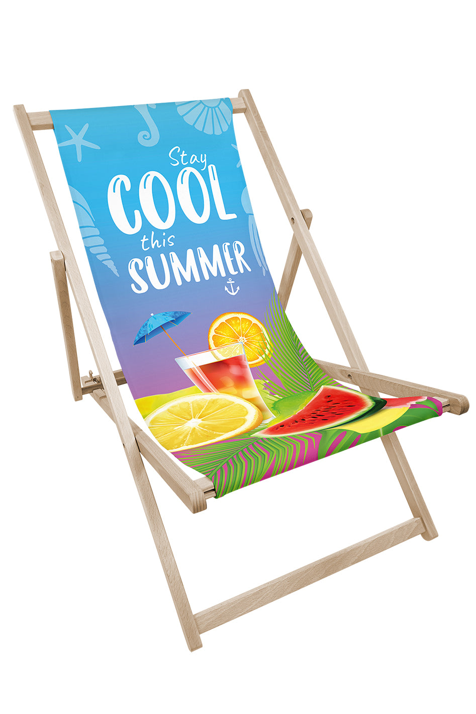 Leżak drewniany z nadrukiem COOL SUMMER