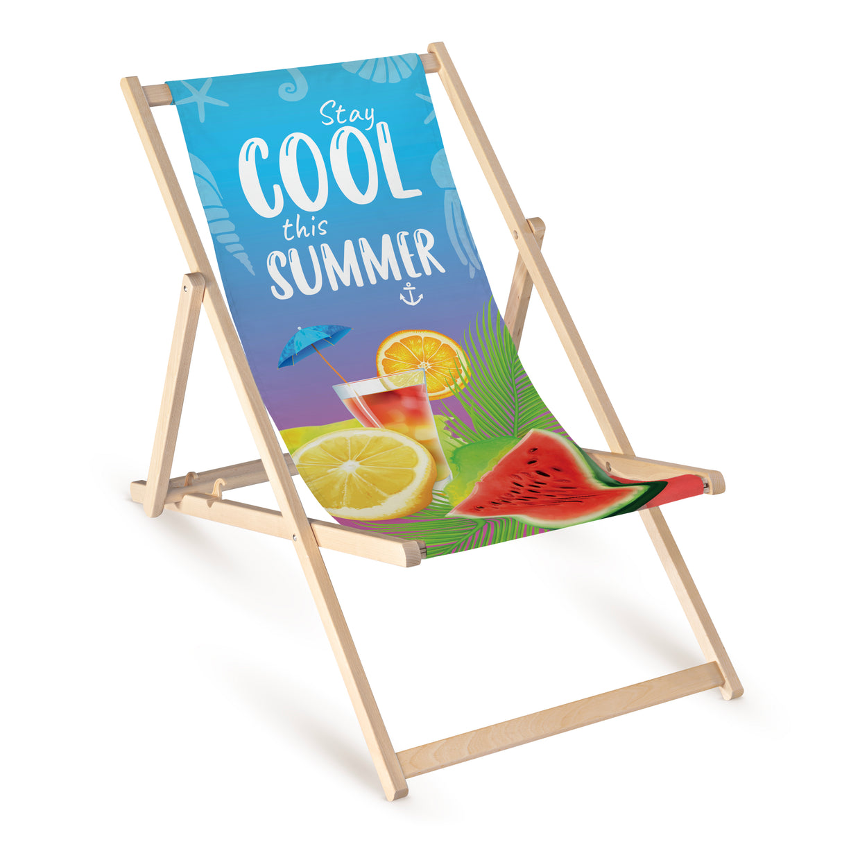 Leżak drewniany z nadrukiem COOL SUMMER