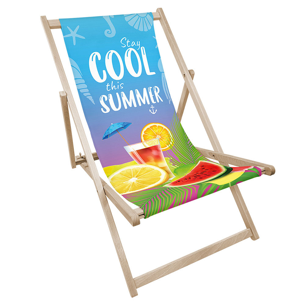 Leżak drewniany z nadrukiem COOL SUMMER