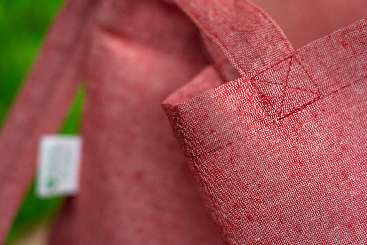 Torba bawełniana 380x420mm Czerwona recykling Uchwyt: 70cm