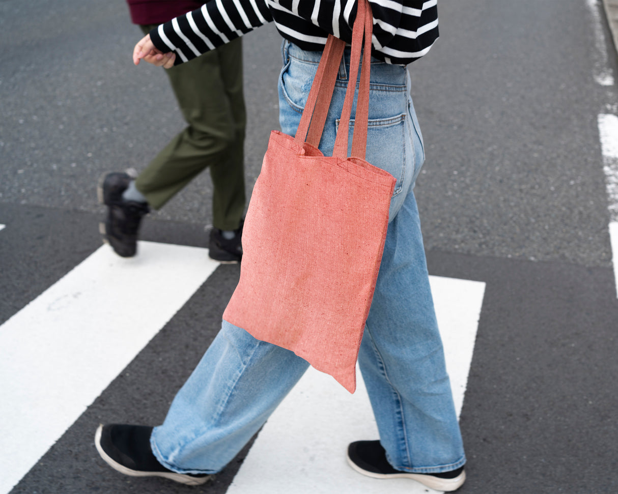 Torba bawełniana 380x420mm Czerwona recykling Uchwyt: 70cm