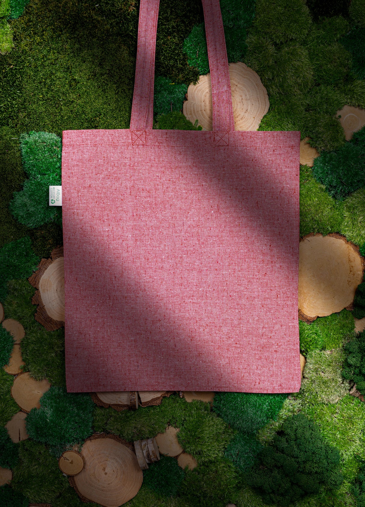 Torba bawełniana 380x420mm Czerwona recykling Uchwyt: 70cm