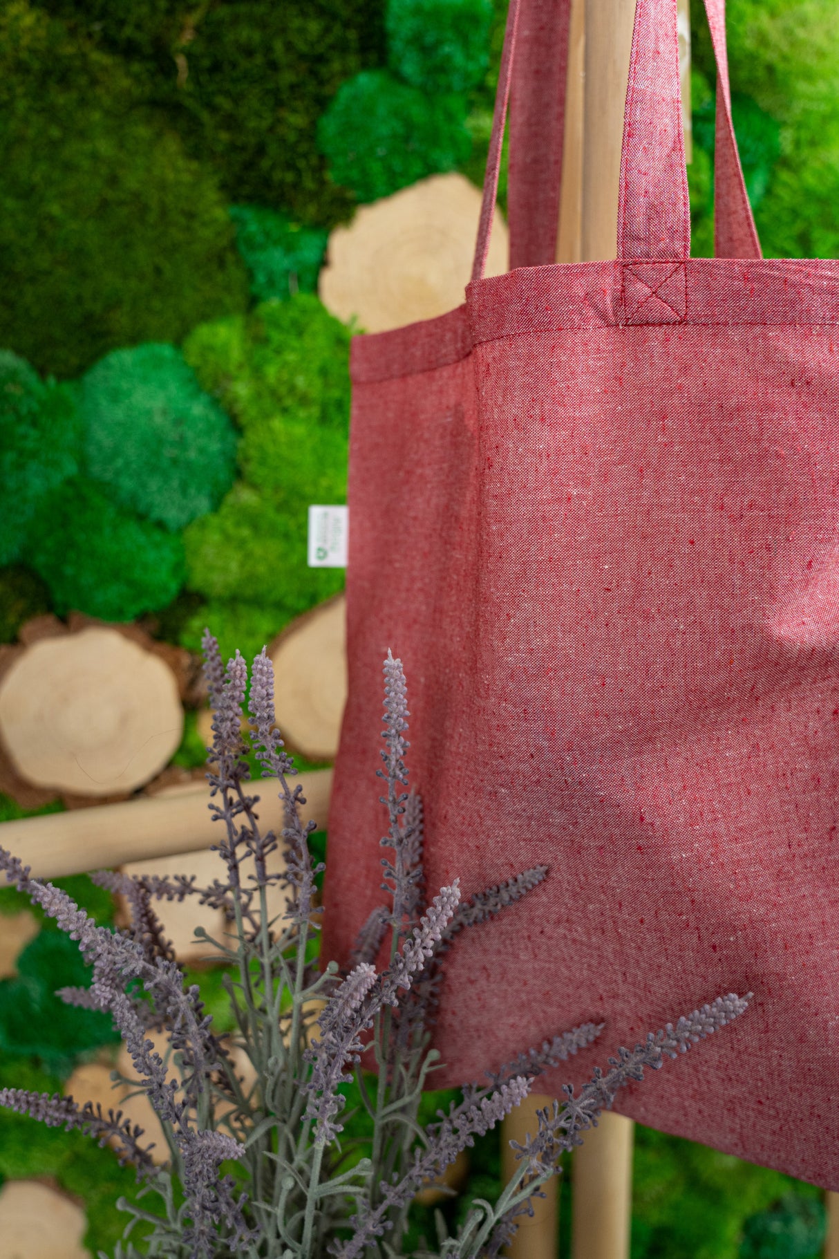 Torba bawełniana 380x420mm Czerwona recykling Uchwyt: 70cm