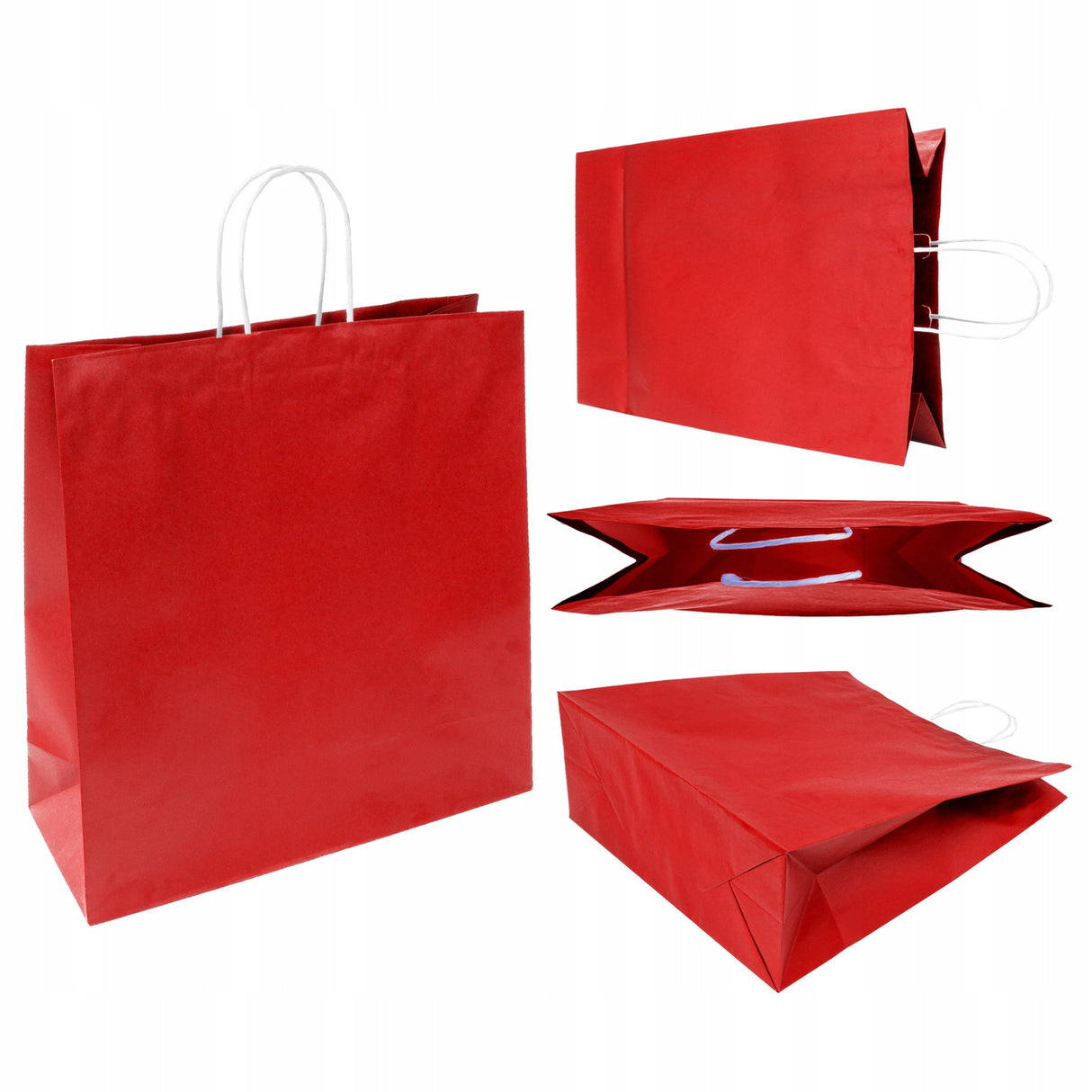 Torba papierowa 350x150x400mm z uchwytem skręcanym Czerwona Premium