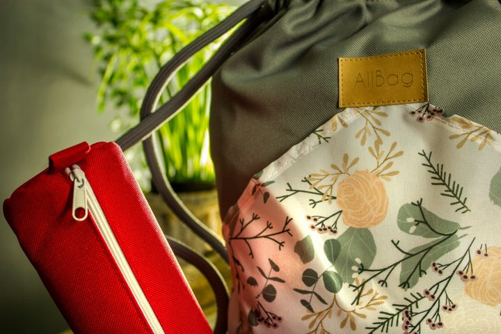 Plecak worek poliestrowy z nadrukiem Premium Boho Szary + Gratis