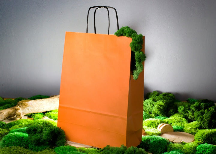 Torba papierowa 240x100x320mm z czarnym uchwytem POMARAŃCZOWA