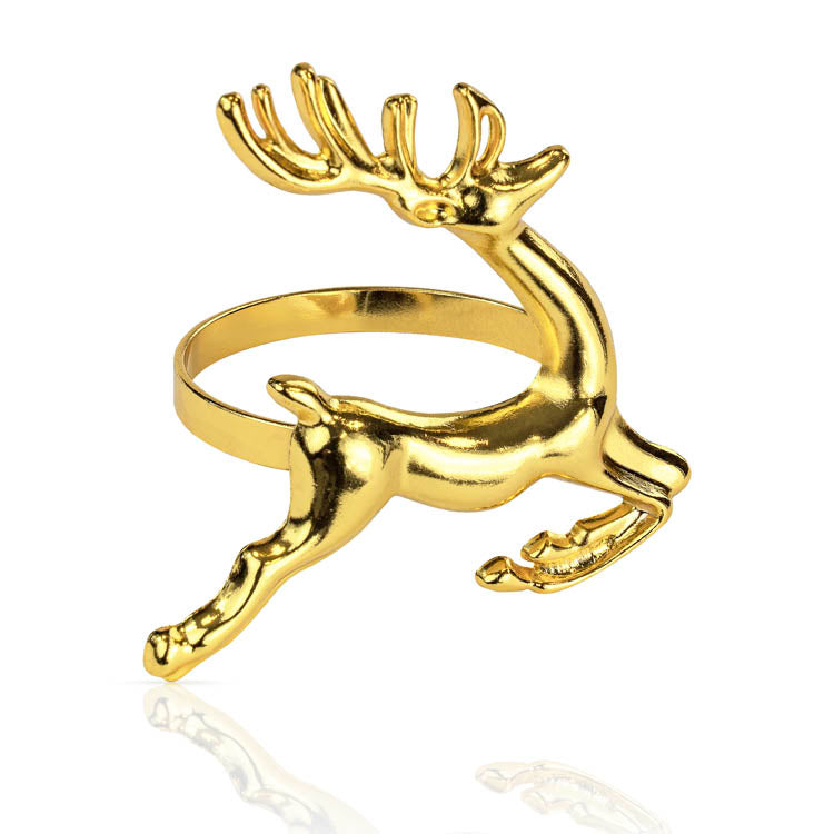 Obrączka na serwetki złote Renifery