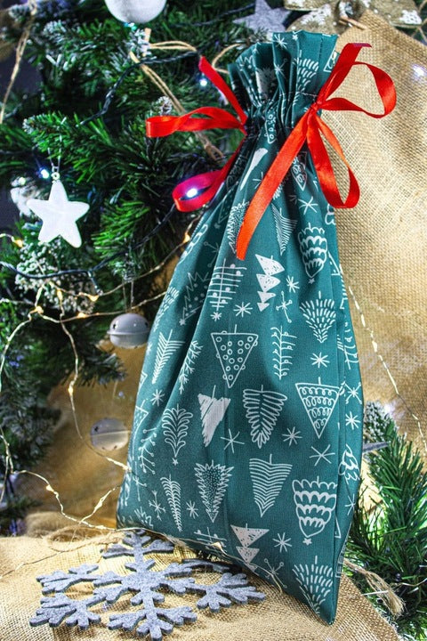 Woreczek poliestrowy 20x35cm Choinki białe