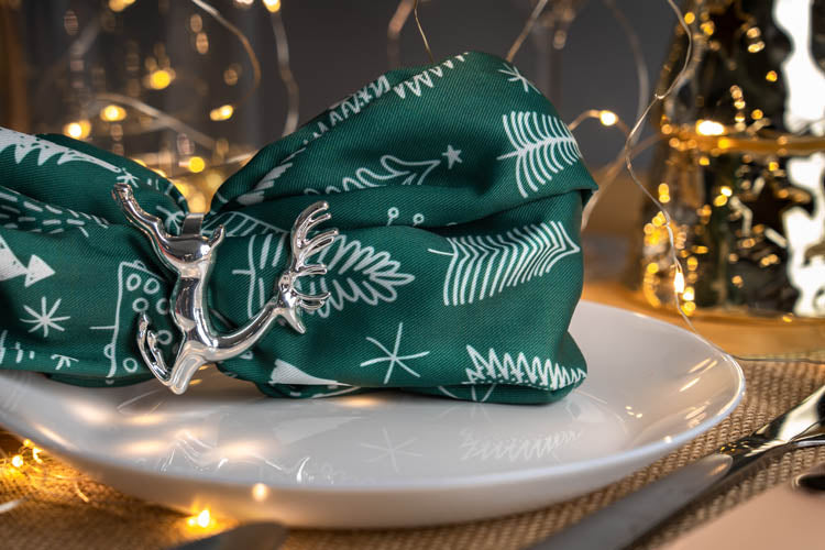 Obrączka na serwetki srebrny Renifer