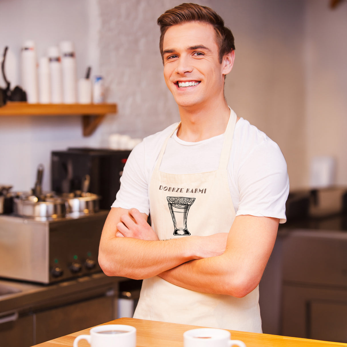 Fartuch bawełniany z nadrukiem - Nie mogę uszczęśliwić wszystkich