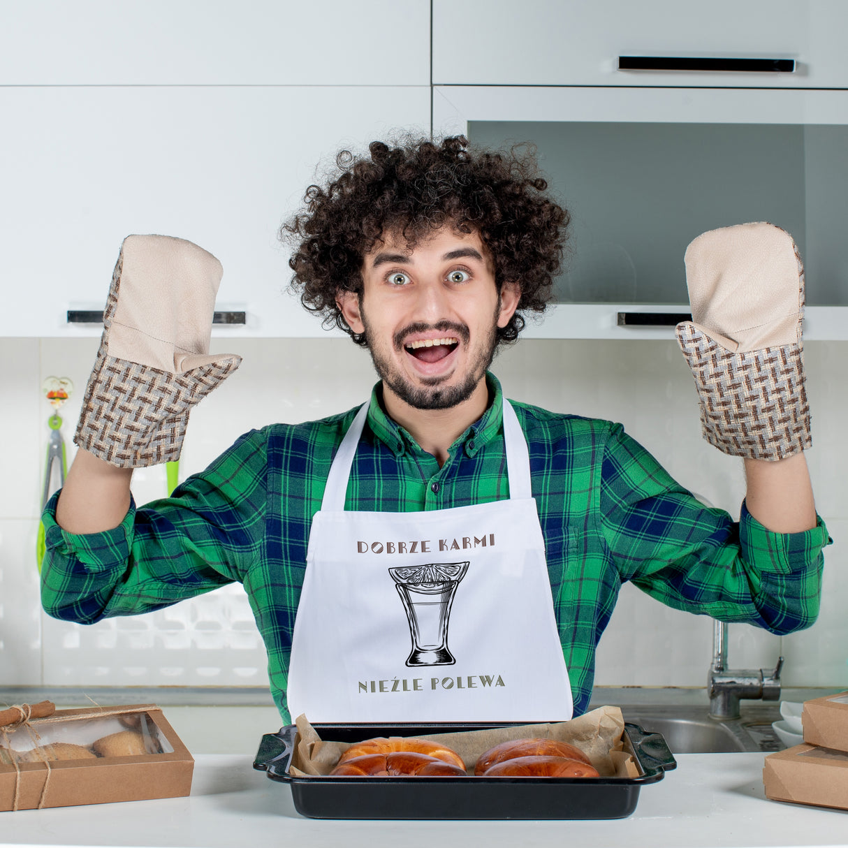 Fartuch bawełniany z nadrukiem - Nie mogę uszczęśliwić wszystkich