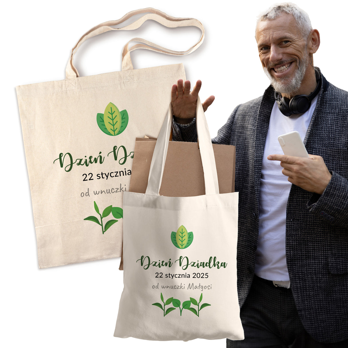 Torba Bawełniana Dzień Dziadka 2025 Prezent na Dzień Dziadka Ecru