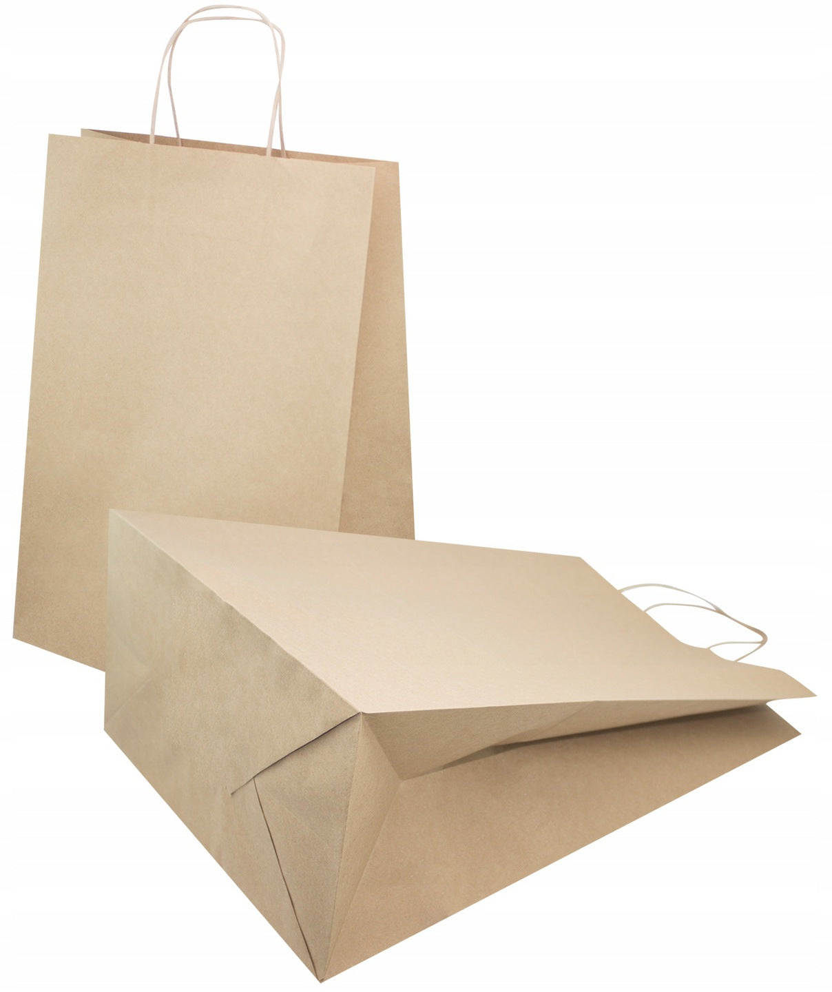 Torba papierowa 305x170x425mm z uchwytem skręcanym prążek Brązowa