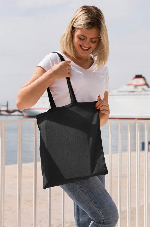 Torba Bawełniana Czarna Długi Uchwyt 38x12x35cm