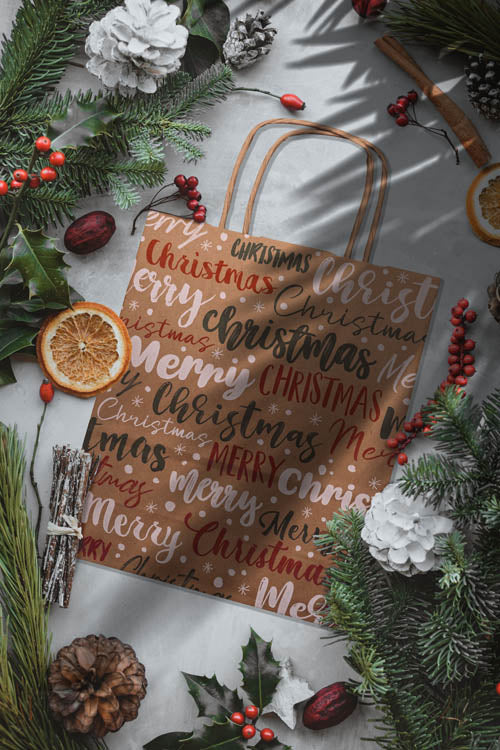 Torba papierowa świąteczna 180x80x220mm Merry Christmas