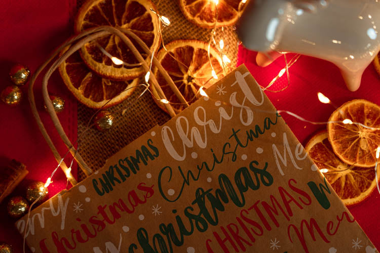 Torba papierowa świąteczna 180x80x220mm Merry Christmas