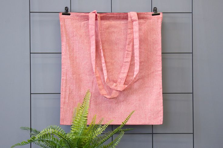 Torba bawełniana 380x420mm Czerwona recykling Uchwyt: 70cm