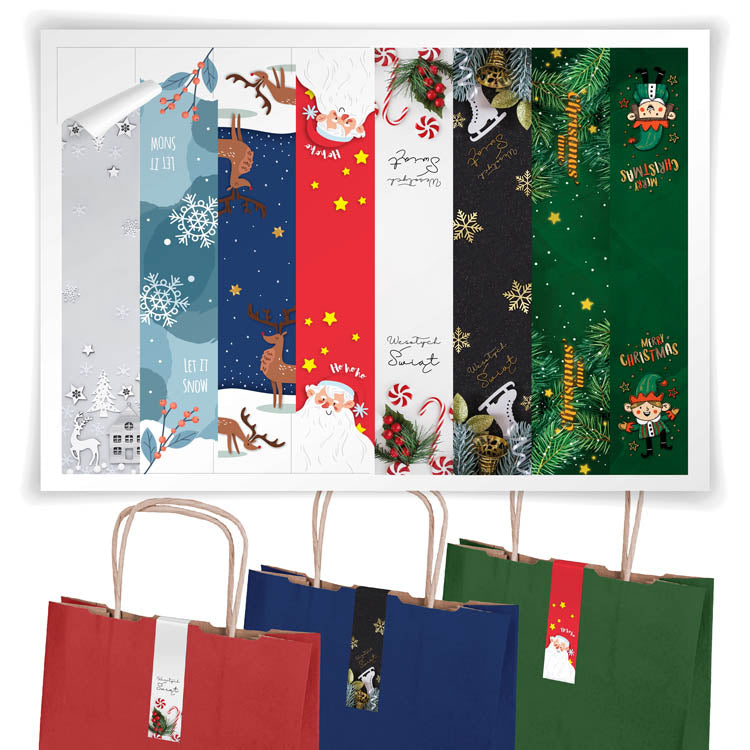 Naklejki świąteczne duże na prezenty ARKUSZ MIX