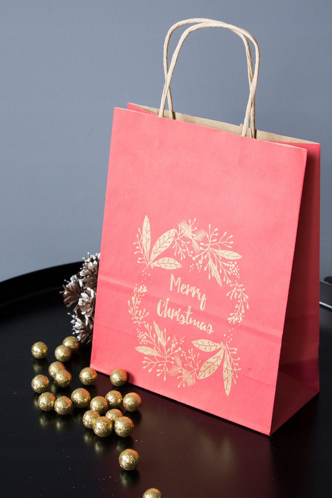 Torba papierowa świąteczna 180x80x220mm Czerwona MERRY CHRISTMAS