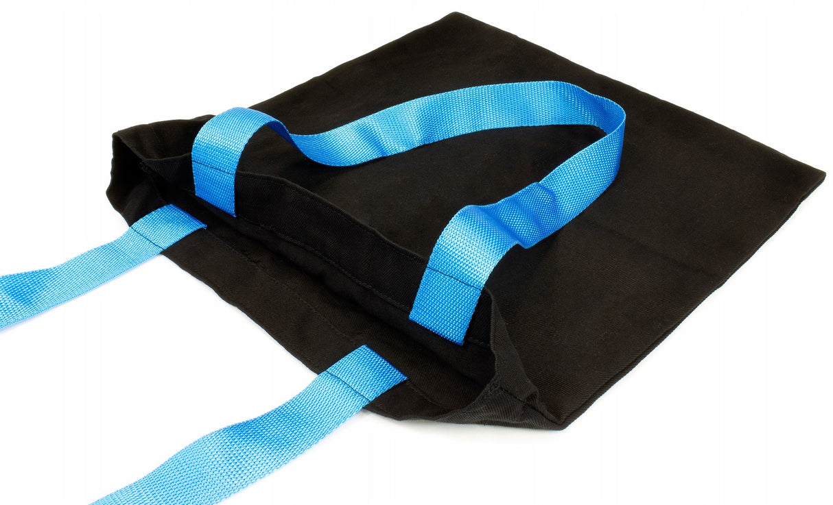 Torba bawełniana czarna 36x40cm 220g/m2 ze wzmocnionym uchwytem NIEBIESKIM