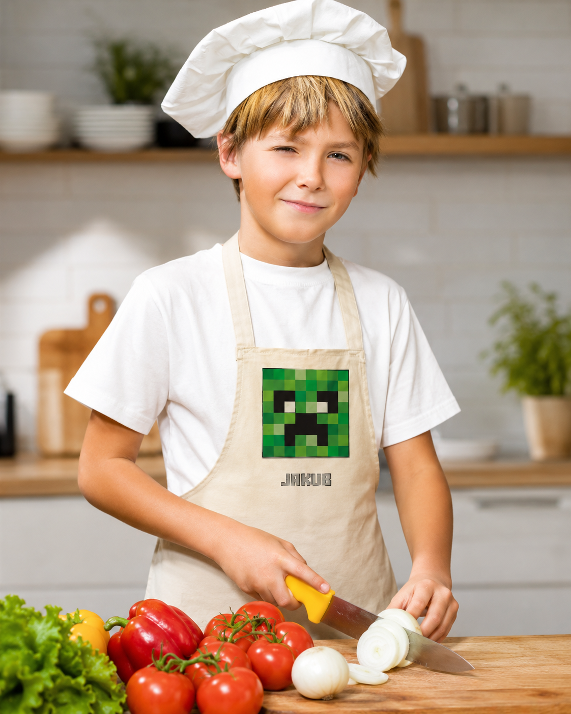 Fartuch dziecięcy MINECRAFT CREEPER + IMIĘ