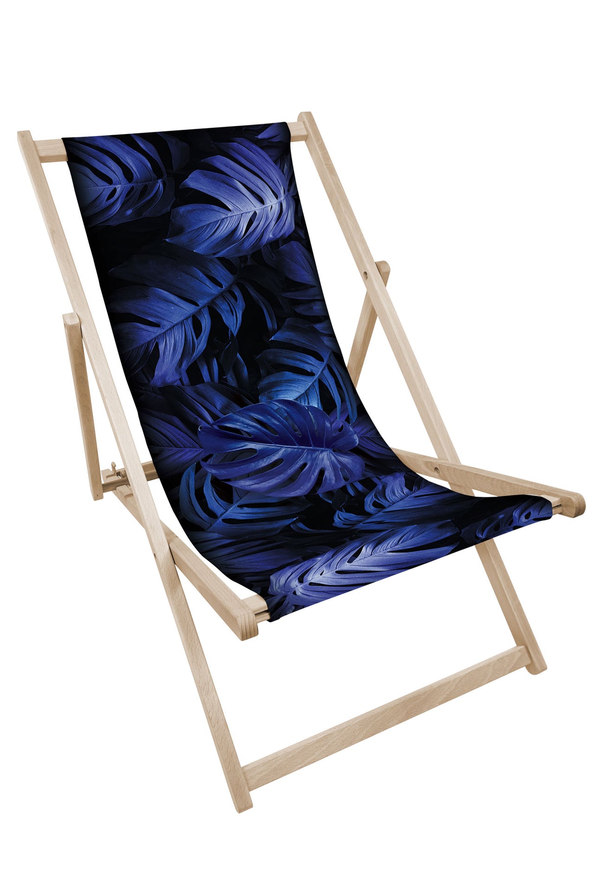 Leżak drewniany z nadrukiem GRANATOWA MONSTERA