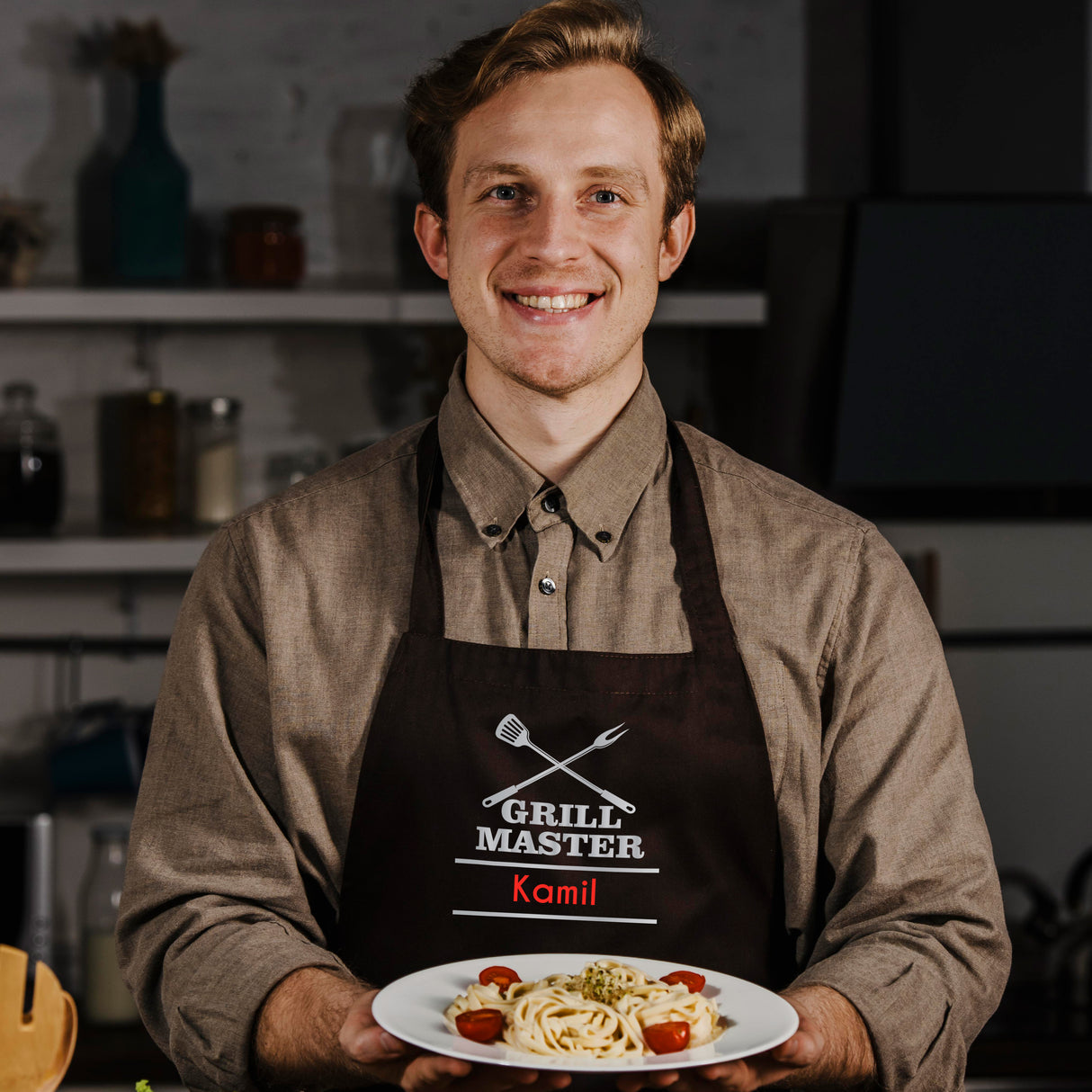 Fartuch kuchenny bawełniany GRILL MASTER + IMIĘ