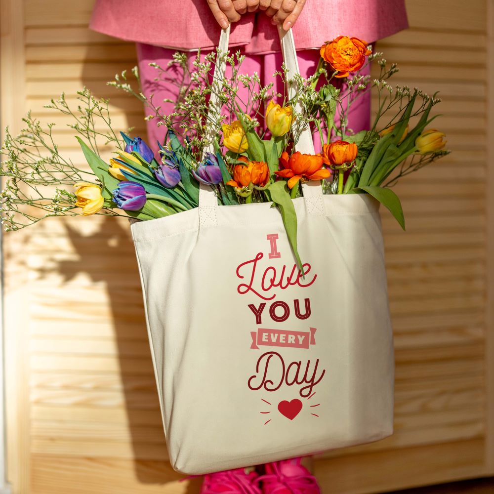 Torba bawełniana ecru I LOVE YOU EVERY DAY