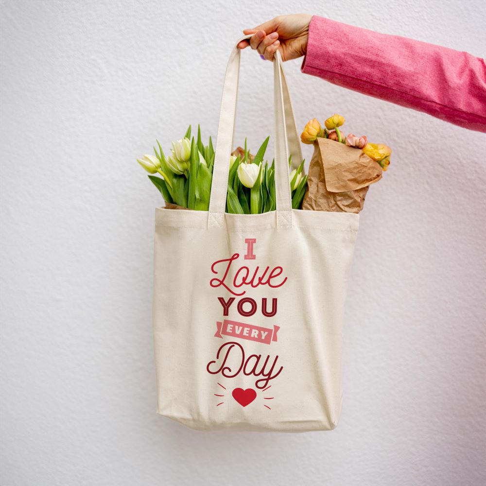 Torba bawełniana ecru I LOVE YOU EVERY DAY