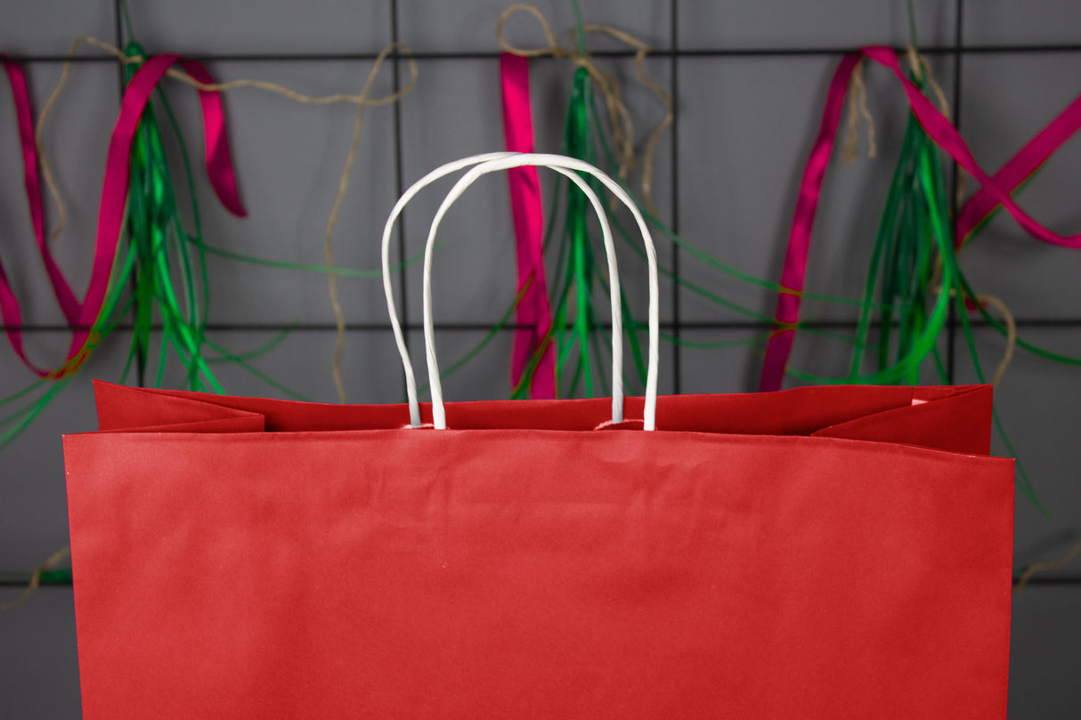 Torba papierowa 350x150x400mm z uchwytem skręcanym Czerwona Premium