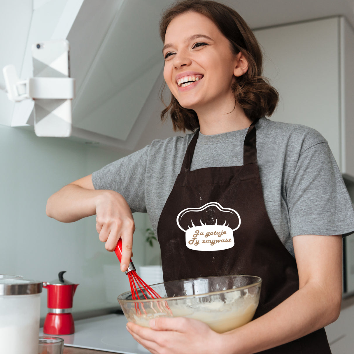 Fartuch kuchenny bawełniany JA GOTUJE TY ZMYWASZ