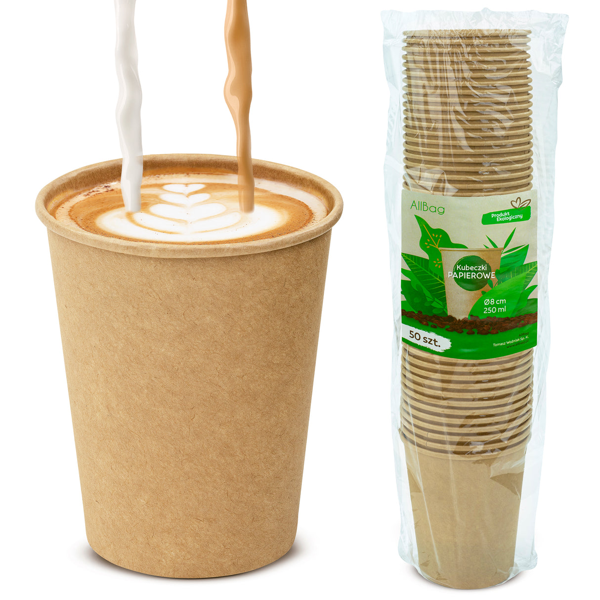 Kubeczki papierowe 250ml 100szt KRAFT