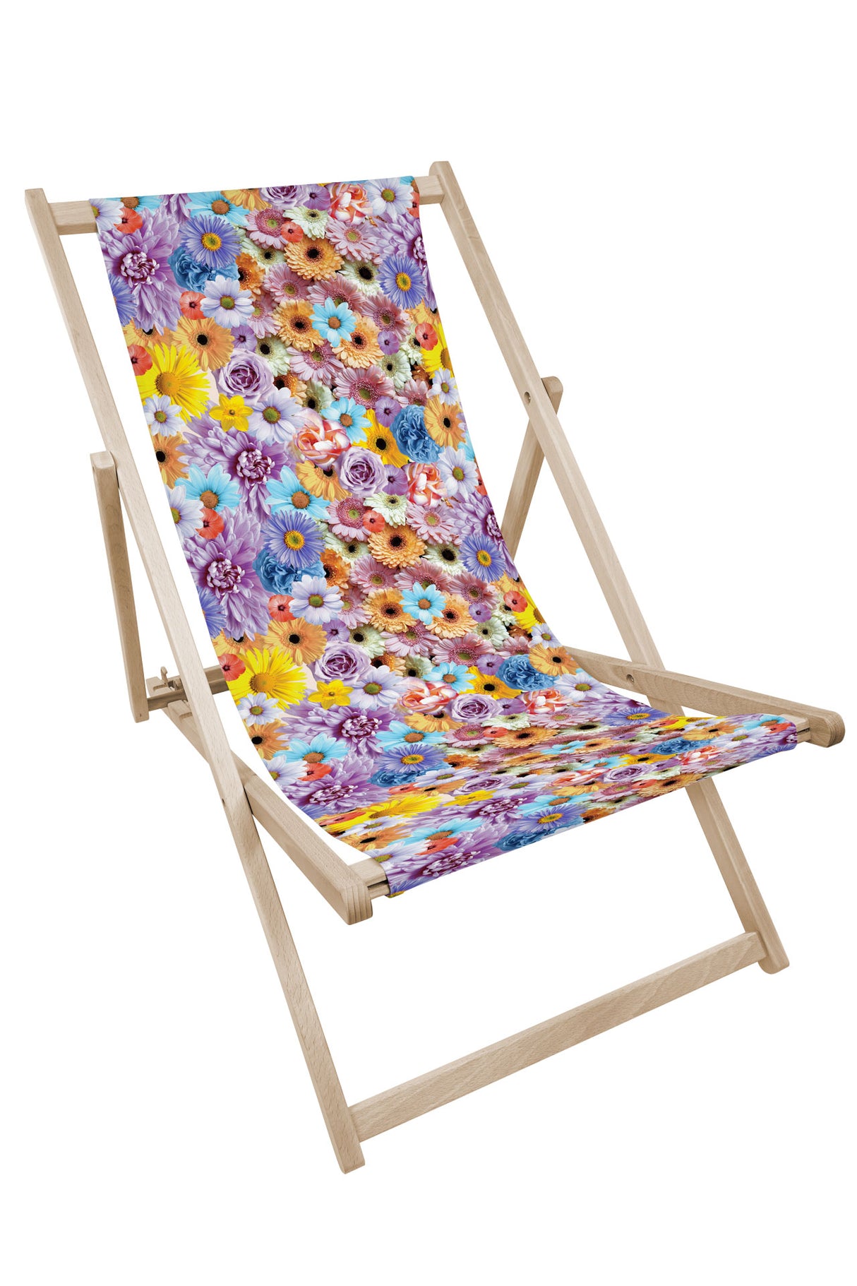 Leżak drewniany z nadrukiem KWIATY Z NIEZAPOMINAJKAMI
