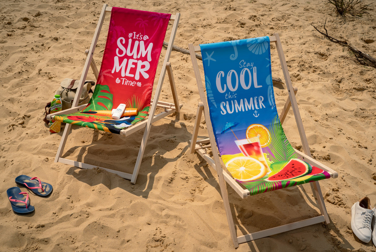 Leżak drewniany z nadrukiem COOL SUMMER