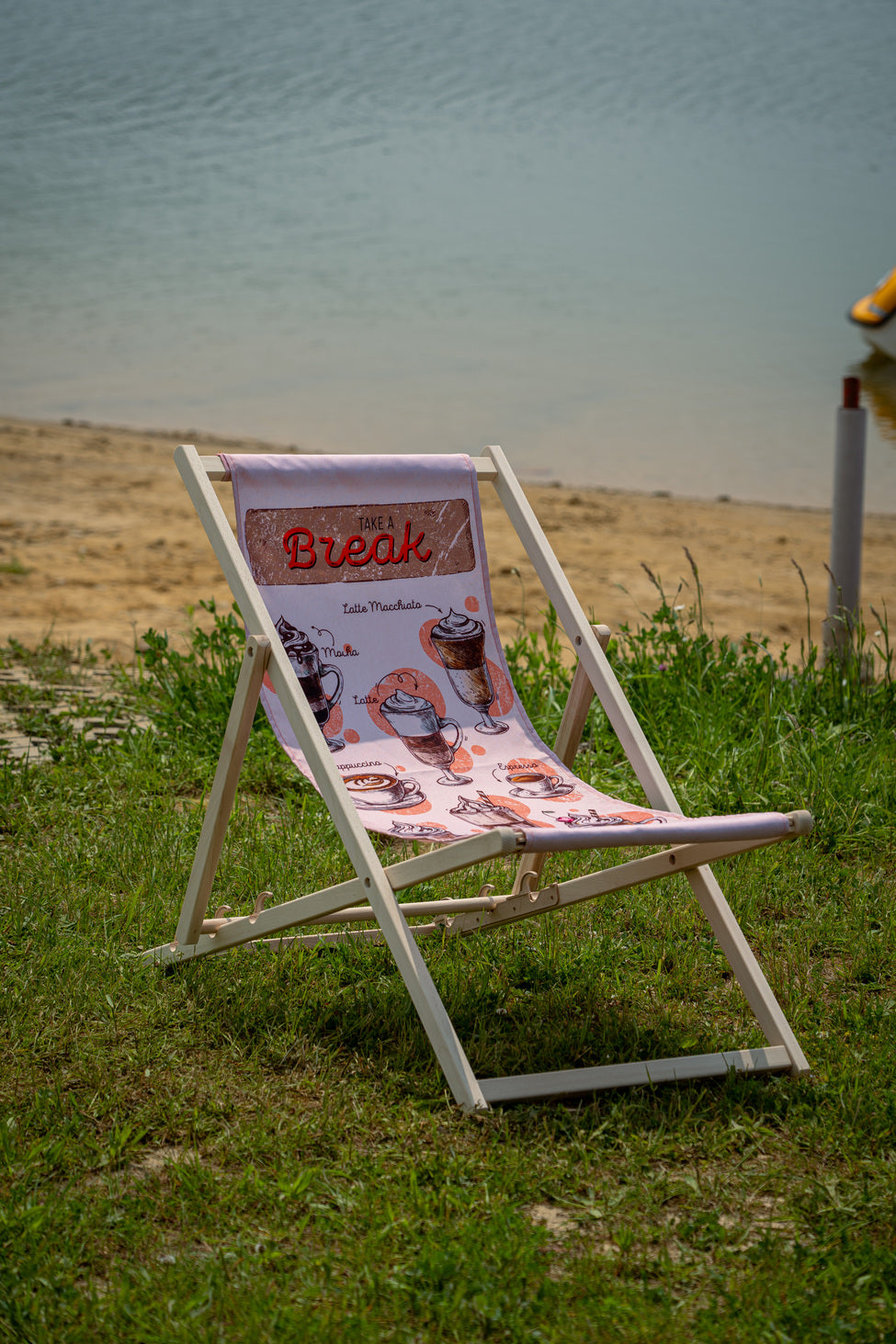 Leżak drewniany z nadrukiem COFFEE BREAK