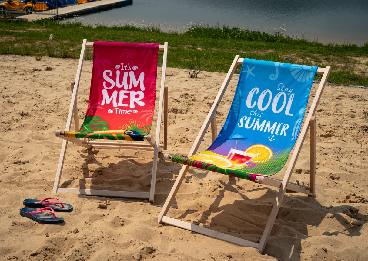Leżak drewniany z nadrukiem COOL SUMMER