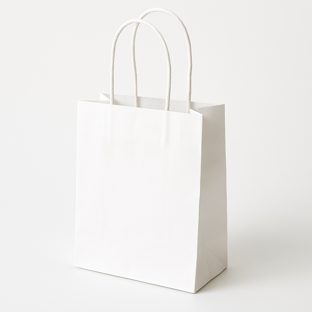 Torba papierowa z uchwytem skręcanym 180x80x220mm Biała Premium