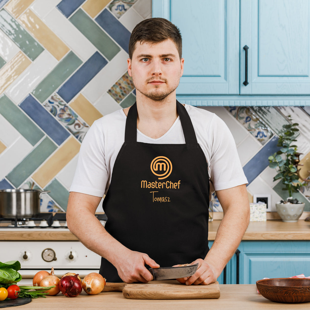Fartuch kuchenny bawełniany MASTERCHEF +IMIĘ