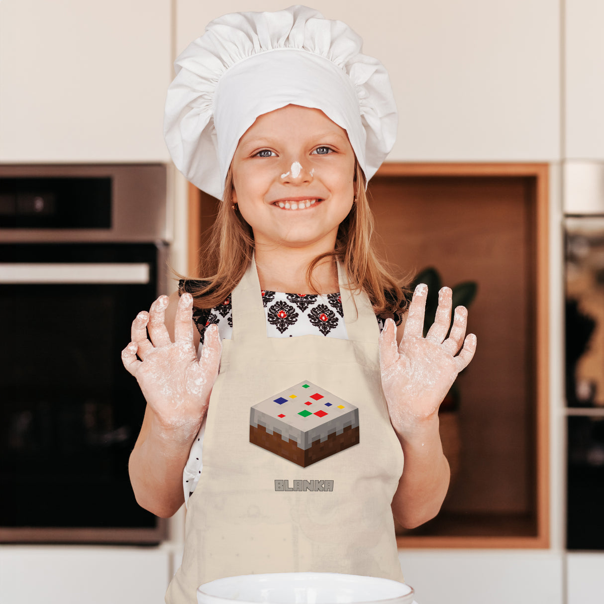 Fartuch dziecięcy MINECRAFT CAKE + IMIĘ